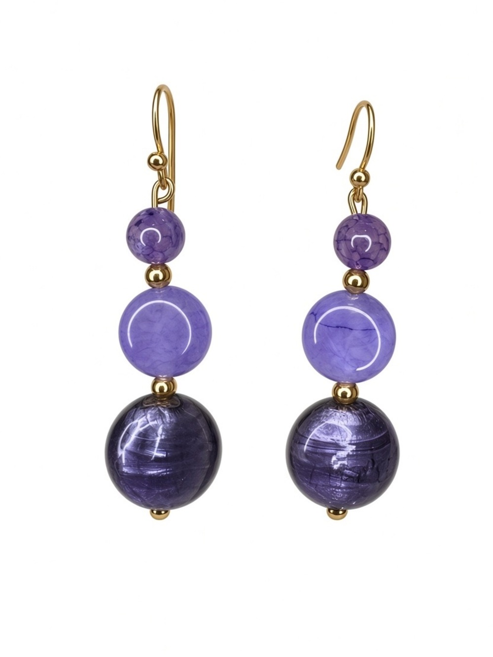 Handmade (by me!) Amethyst and Glass Beaded Drop Earrings